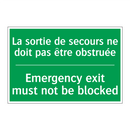 La sortie de secours ne doit pas /.../ - Emergency exit must not be blocked /.../