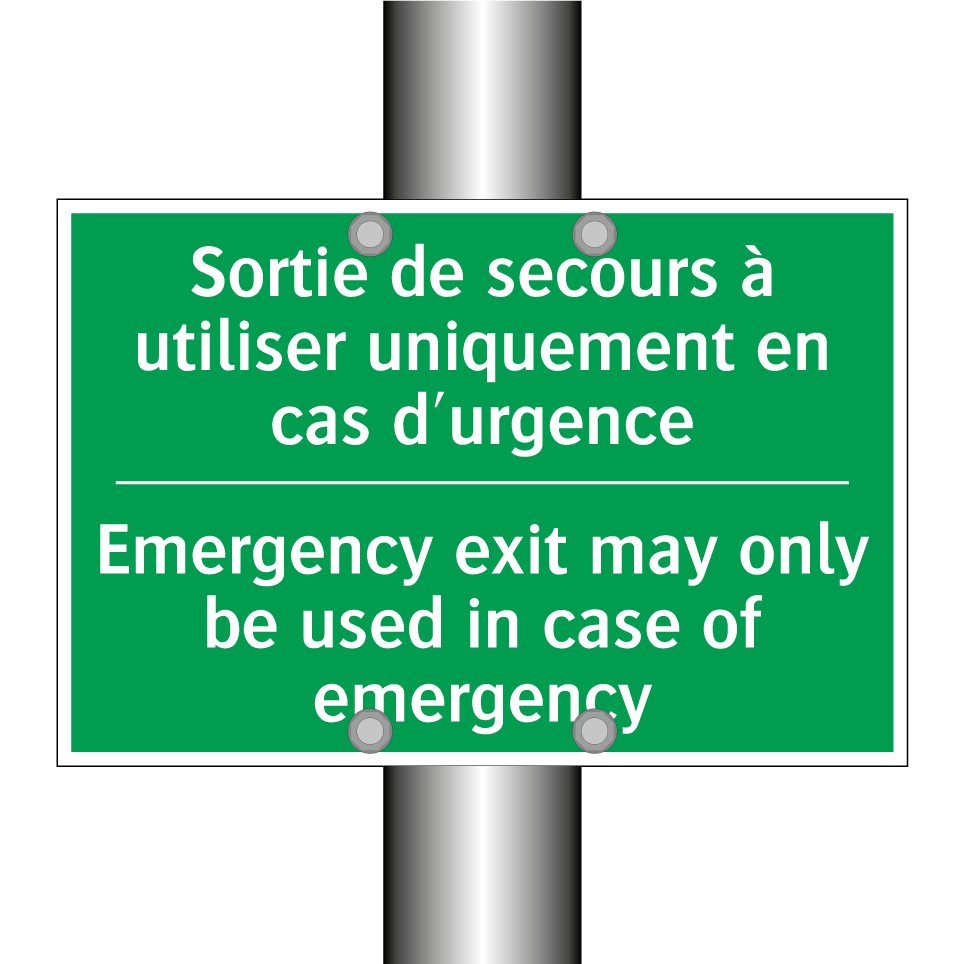 Sortie de secours à utiliser uniquement /.../ - Emergency exit may only be used /.../