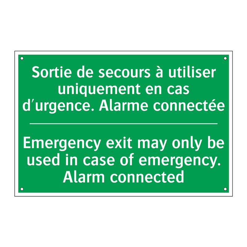Sortie de secours à utiliser uniquement /.../ - Emergency exit may only be used /.../
