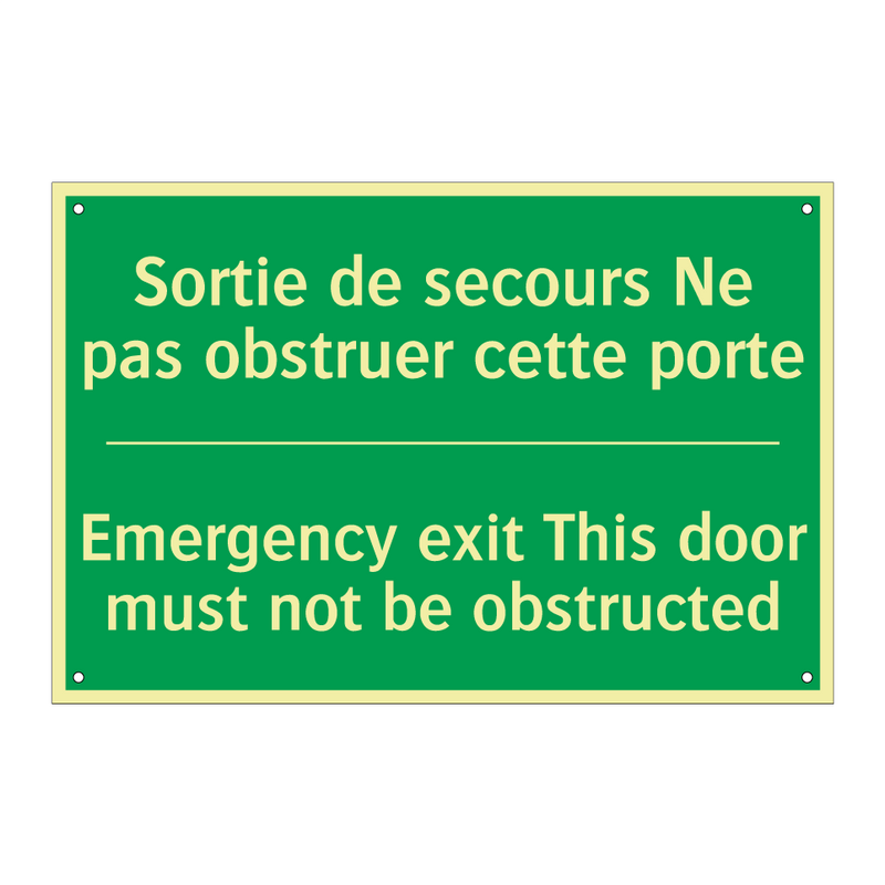 Sortie de secours Ne pas obstruer /.../ - Emergency exit This door must /.../