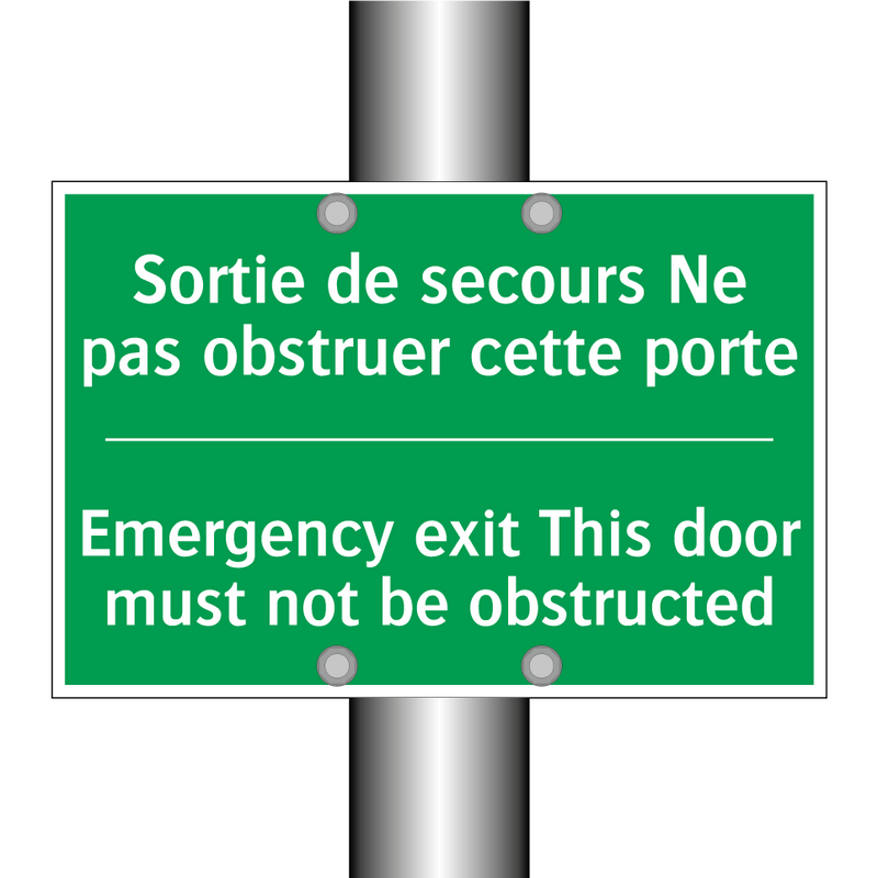Sortie de secours Ne pas obstruer /.../ - Emergency exit This door must /.../