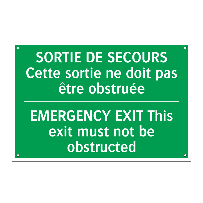SORTIE DE SECOURS Cette sortie /.../ - EMERGENCY EXIT This exit must /.../