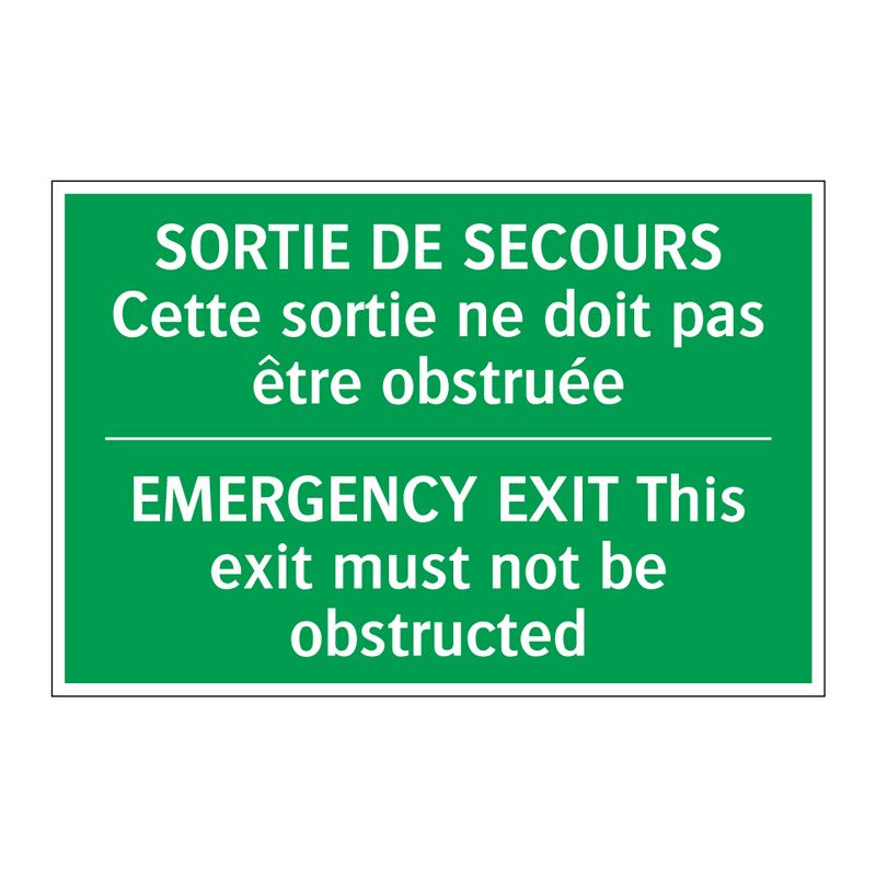 SORTIE DE SECOURS Cette sortie /.../ - EMERGENCY EXIT This exit must /.../