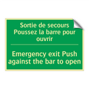 Sortie de secours Poussez la barre /.../ - Emergency exit Push against the /.../