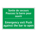 Sortie de secours Poussez la barre /.../ - Emergency exit Push against the /.../