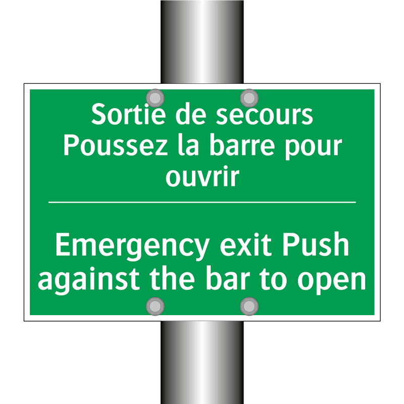 Sortie de secours Poussez la barre /.../ - Emergency exit Push against the /.../