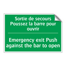 Sortie de secours Poussez la barre /.../ - Emergency exit Push against the /.../