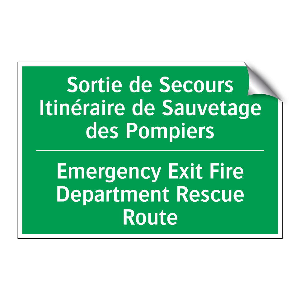 Sortie de Secours Itinéraire de /.../ - Emergency Exit Fire Department /.../
