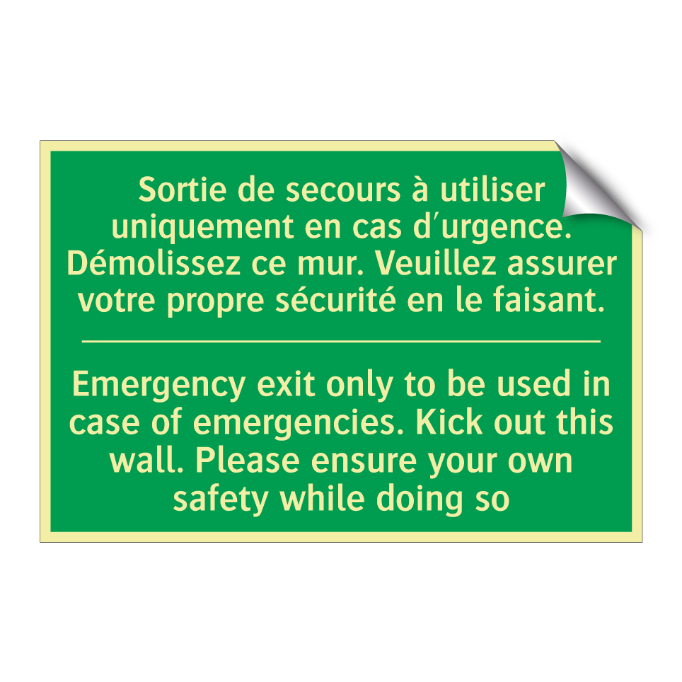 Sortie de secours à utiliser uniquement /.../ - Emergency exit only to be used /.../