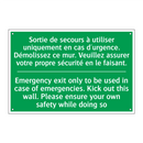 Sortie de secours à utiliser uniquement /.../ - Emergency exit only to be used /.../