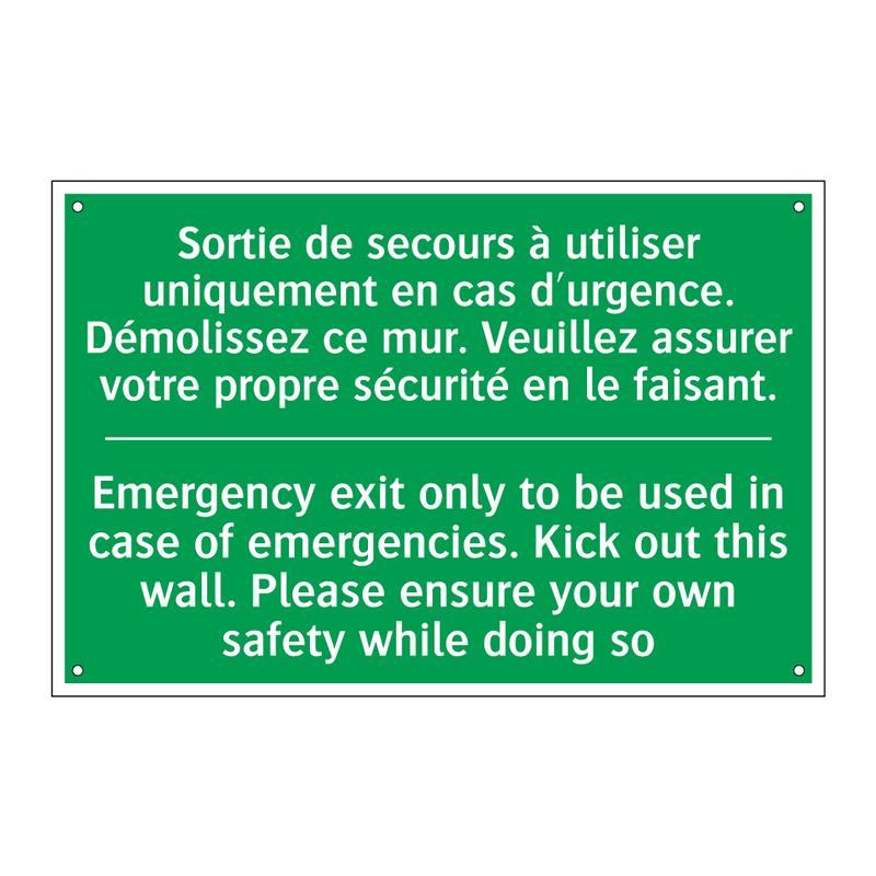 Sortie de secours à utiliser uniquement /.../ - Emergency exit only to be used /.../