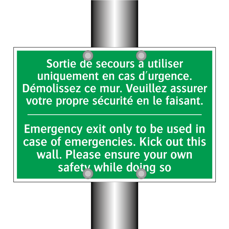 Sortie de secours à utiliser uniquement /.../ - Emergency exit only to be used /.../