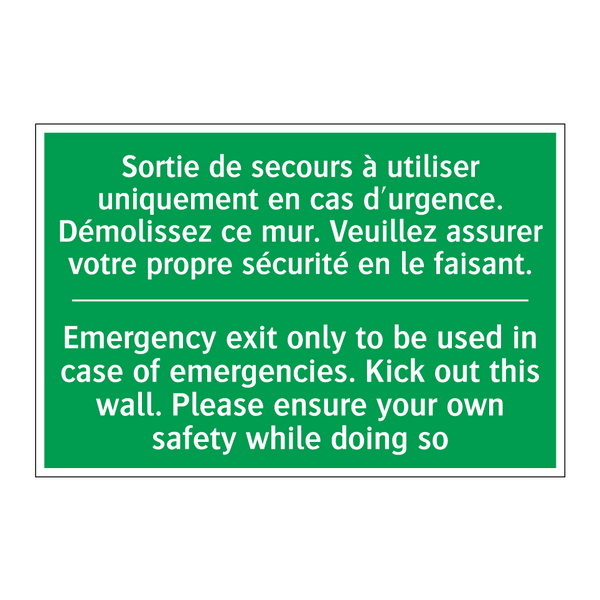 Sortie de secours à utiliser uniquement /.../ - Emergency exit only to be used /.../