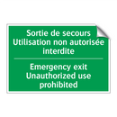 Sortie de secours Utilisation /.../ - Emergency exit Unauthorized use /.../