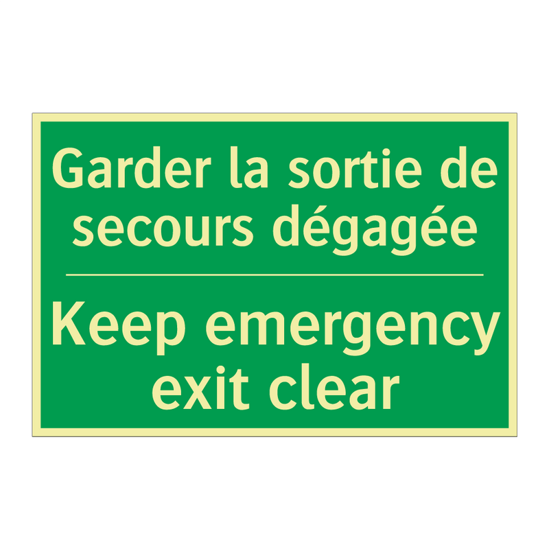 Garder la sortie de secours dégagée /.../ - Keep emergency exit clear
