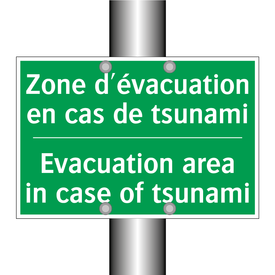 Zone d'évacuation en cas de tsunami /.../ - Evacuation area in case of tsunami /.../