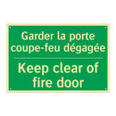 Garder la porte coupe-feu dégagée /.../ - Keep clear of fire door