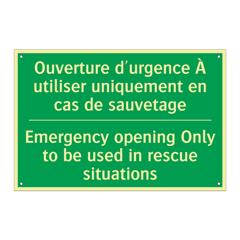 Ouverture d'urgence À utiliser /.../ - Emergency opening Only to be used /.../