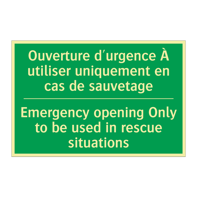 Ouverture d'urgence À utiliser /.../ - Emergency opening Only to be used /.../