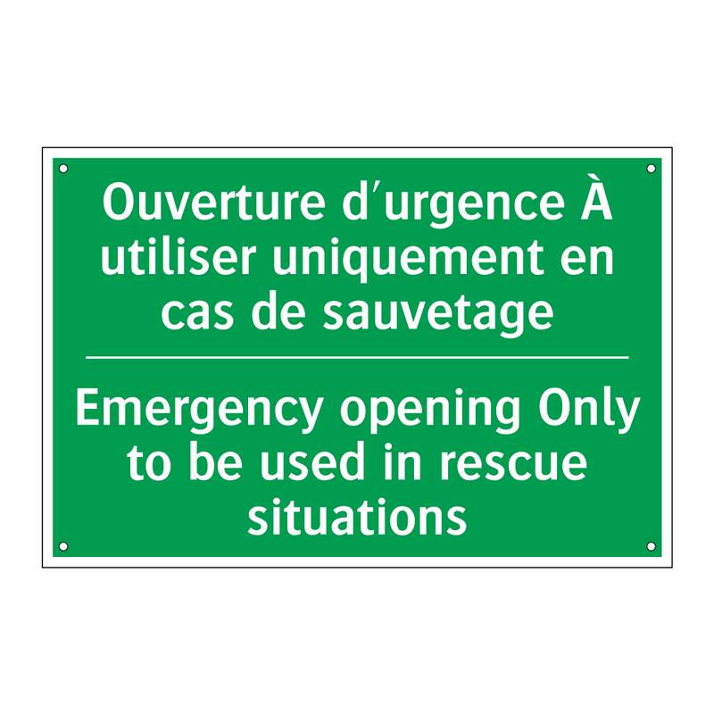 Ouverture d'urgence À utiliser /.../ - Emergency opening Only to be used /.../