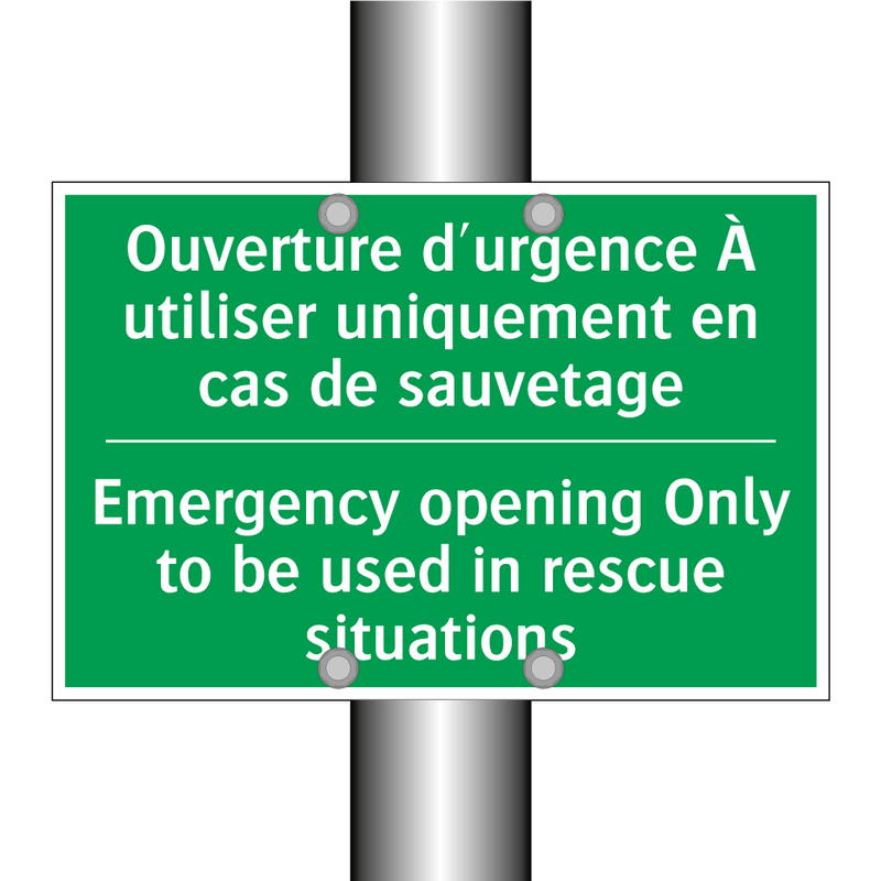 Ouverture d'urgence À utiliser /.../ - Emergency opening Only to be used /.../