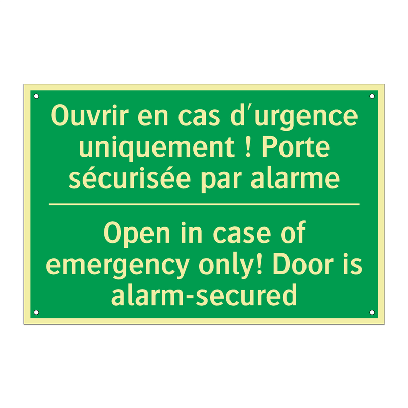 Ouvrir en cas d'urgence uniquement /.../ - Open in case of emergency only! /.../