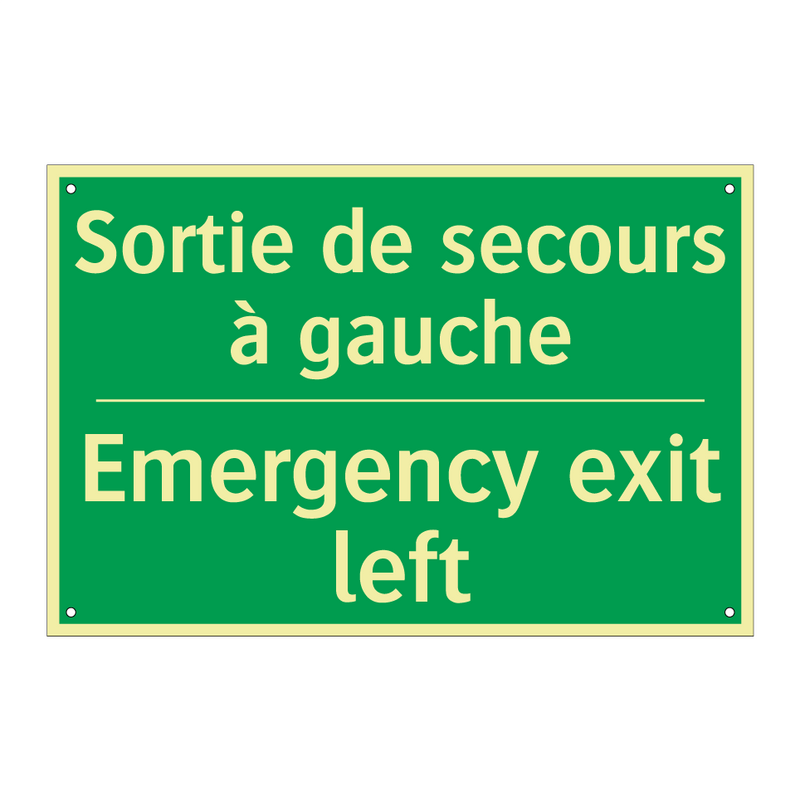Sortie de secours à gauche - Emergency exit left