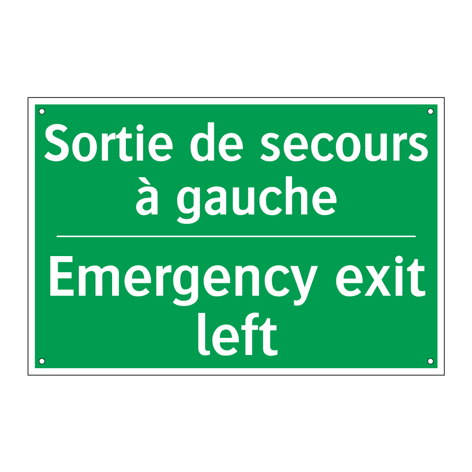 Sortie de secours à gauche - Emergency exit left