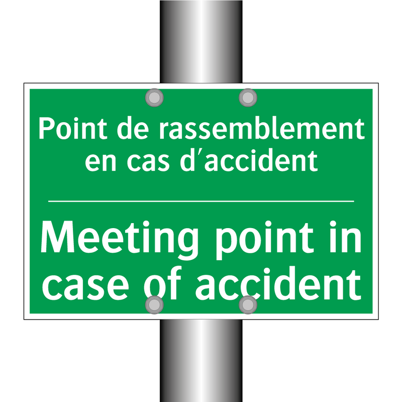 Point de rassemblement en cas /.../ - Meeting point in case of accident /.../