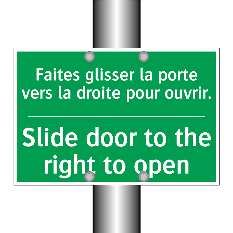 Faites glisser la porte vers la /.../ - Slide door to the right to open /.../