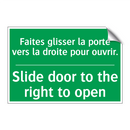 Faites glisser la porte vers la /.../ - Slide door to the right to open /.../