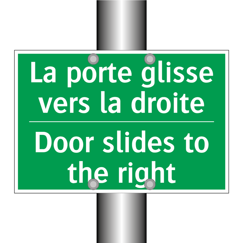 La porte glisse vers la droite - Door slides to the right