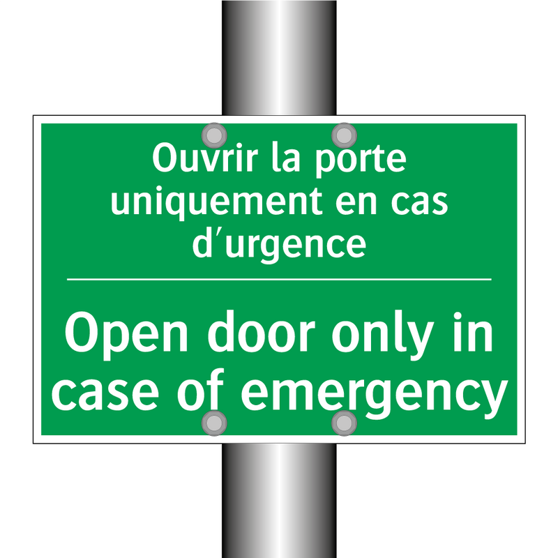 Ouvrir la porte uniquement en /.../ - Open door only in case of emergency /.../