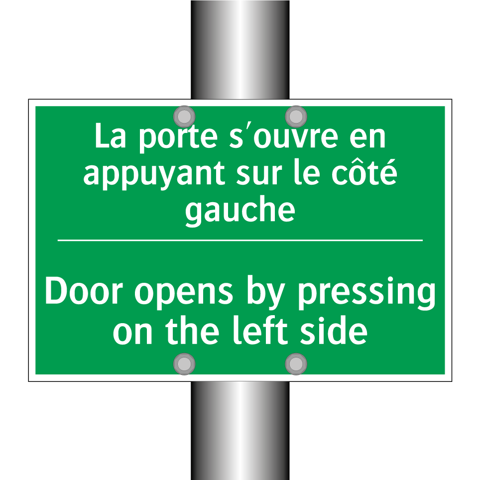 La porte s'ouvre en appuyant sur /.../ - Door opens by pressing on the /.../