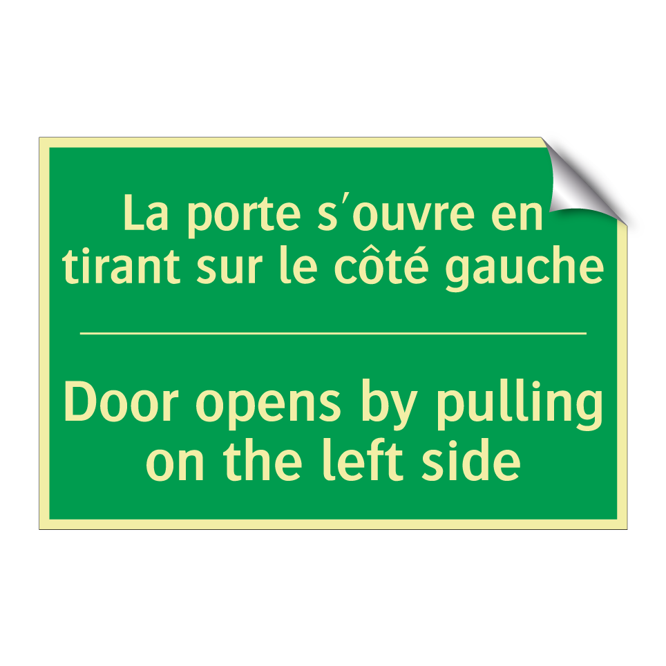 La porte s'ouvre en tirant sur /.../ - Door opens by pulling on the left /.../