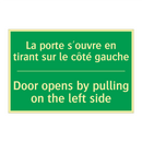 La porte s'ouvre en tirant sur /.../ - Door opens by pulling on the left /.../