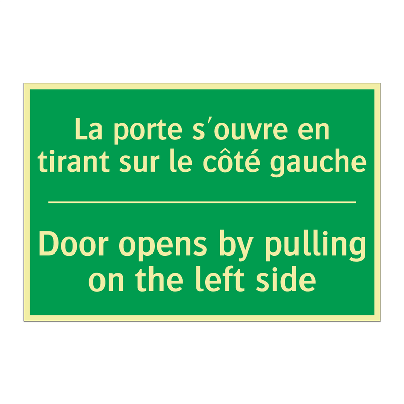 La porte s'ouvre en tirant sur /.../ - Door opens by pulling on the left /.../