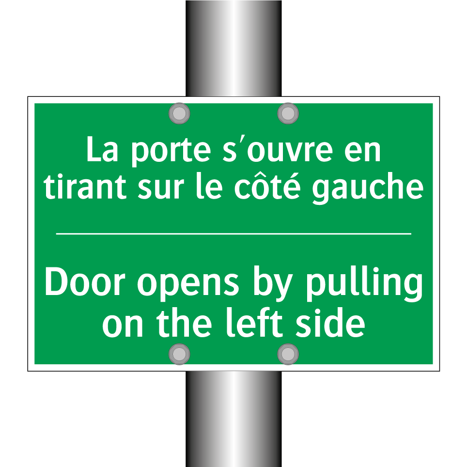 La porte s'ouvre en tirant sur /.../ - Door opens by pulling on the left /.../