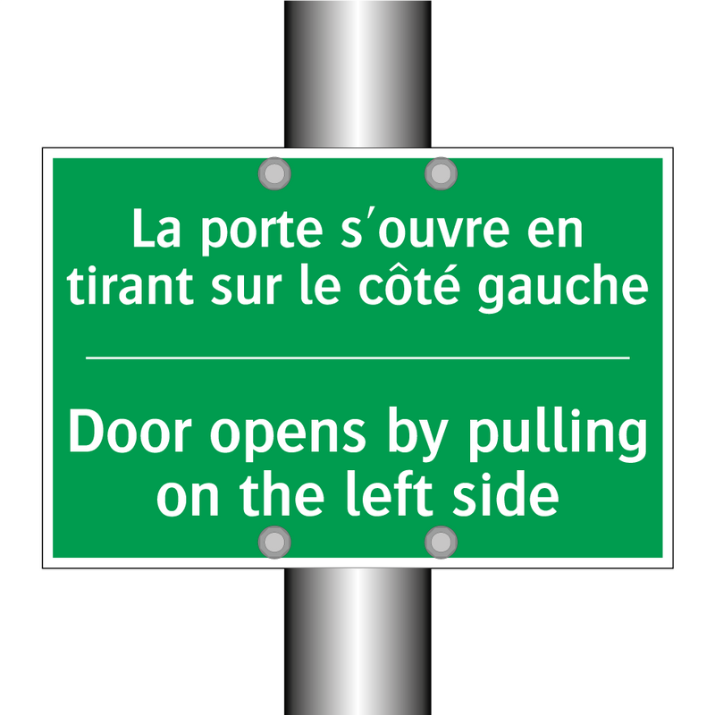La porte s'ouvre en tirant sur /.../ - Door opens by pulling on the left /.../