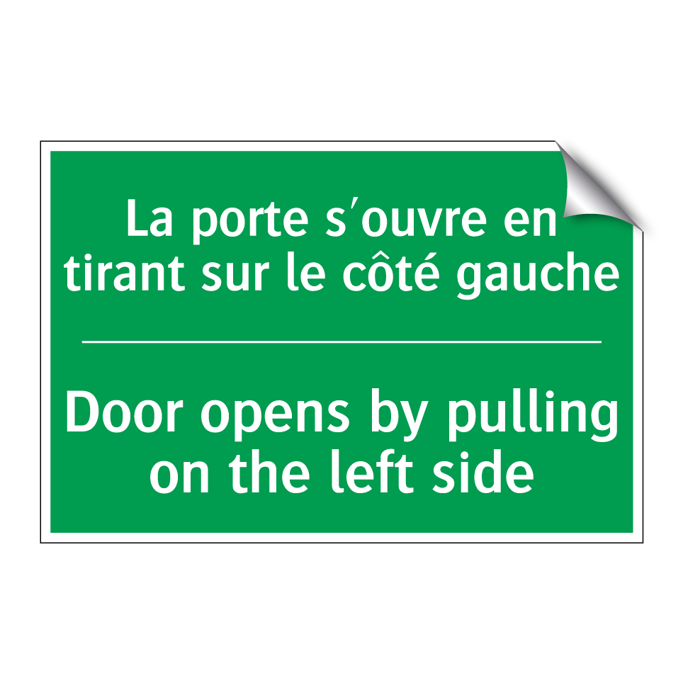 La porte s'ouvre en tirant sur /.../ - Door opens by pulling on the left /.../