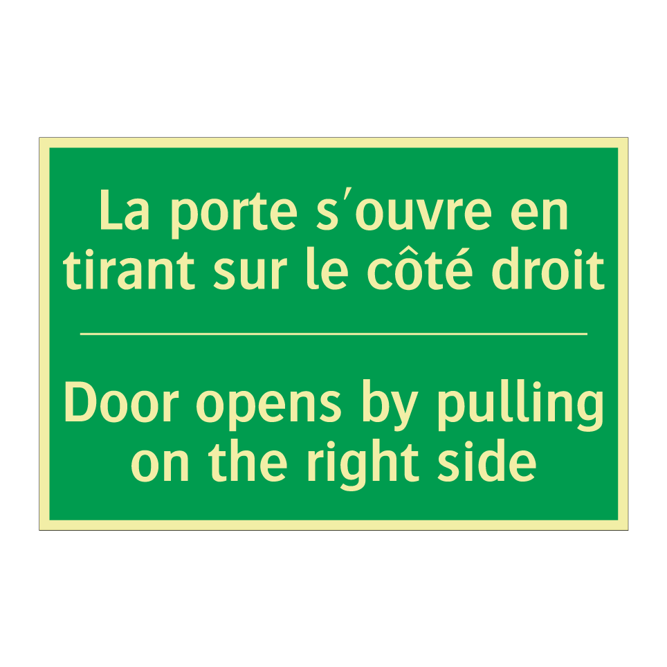 La porte s'ouvre en tirant sur /.../ - Door opens by pulling on the right /.../