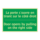 La porte s'ouvre en tirant sur /.../ - Door opens by pulling on the right /.../