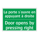 La porte s'ouvre en appuyant à /.../ - Door opens by pressing right