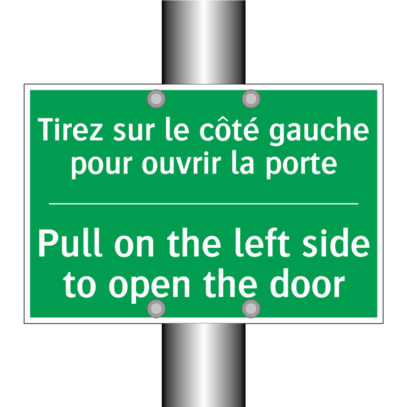 Tirez sur le côté gauche pour /.../ - Pull on the left side to open /.../