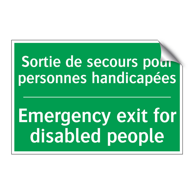 Sortie de secours pour personnes /.../ - Emergency exit for disabled people /.../