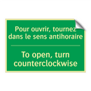 Pour ouvrir, tournez dans le sens /.../ - To open, turn counterclockwise