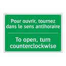 Pour ouvrir, tournez dans le sens /.../ - To open, turn counterclockwise