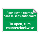 Pour ouvrir, tournez dans le sens /.../ - To open, turn counterclockwise