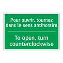 Pour ouvrir, tournez dans le sens /.../ - To open, turn counterclockwise