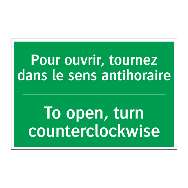 Pour ouvrir, tournez dans le sens /.../ - To open, turn counterclockwise